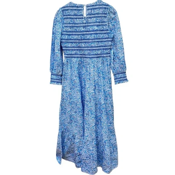 Tuckernuck Pink City Prints Isabel Ornate Sky Blue Smocked Midi Dress - Picture 10 of 16